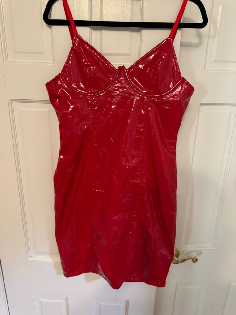 Fashion Nova "Self Portrait" latex midi Dress - Red - Size XL - NWT - Picture 2 of 3